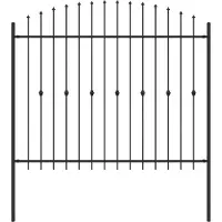 vidaXL Clôture en piquets ASTEN, 200 x 200 cm, acier noir avec revêtement en poudre