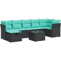 vidaXL Ensemble de jardin canapé 8 pièces avec coussins noir poly rotin