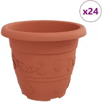 vidaXL Pot À Fleurs Rond 24 Pcs Rouge Brique Ø 26 X 21,5 Cm Plastique