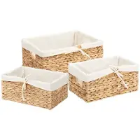 vidaXL Paniers de rangement 3 pcs Naturel 40 x 30 x 18 cm
