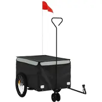 vidaXL Remorque vélo noir et gris 30 kg de fer