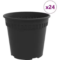 vidaXL Pot À Fleurs Rond 24 Pcs Noir Ø 19 X 16 Cm Plastique