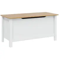 vidaXL Boîte de rangement Blanc et marron miel 90 x 40 x 45 cm