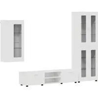 vidaXL Ensemble de meubles TV avec porte FLORIN, 3 pièces, blanc brillant, aggloméré