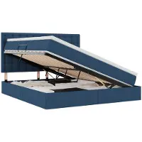 vidaXL Lit coffre à LED avec matelas, bleu, 180 x 200 cm, tissu