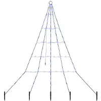vidaXL Arbre de Noël LED avec piquets au sol Bleu 180 cm Métal