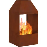 vidaXL – Brasero décor imitation rouille, 50 x 50 x 100 cm, acier résistant aux intempéries