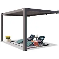 PRIMEYARD Pergola adossée 3x4 m poteaux en aluminium avec lames orientables en aluminium pergola murale anthracite