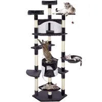 Springos Arbre à chat Arbre à chat 2 maisons pour chats Plates-formes Creux de repos 203 cm
