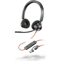 Poly Blackwire 3320 casque filaire USB-C, bras de microphone flexible, stéréo haute fidélité, connexion au PC/Mac via USB-C ou USB-A, pour Microsoft Teams, plug-and-play