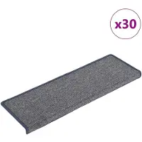 vidaXL Tapis d'escalier 30 pièces 65 x 21 x 4 cm Gris clair et bleu Bord rectangulaire