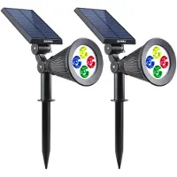 Lumisky Lot de 2 projecteurs solaires d'extérieur étanches - - 4 LED RGB - 200 lumens - Tête rotative à 90°