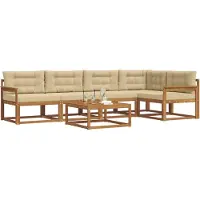 vidaXL Ensemble de canapés d'extérieur avec coussins 6 pièces Nature et Beige