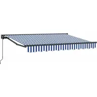 vidaXL Store à enroulement manuel bleu et blanc 3,5 x 2 m