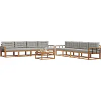 vidaXL Ensemble de canapés d'extérieur avec coussins 9 pièces Naturel et gris clair