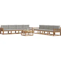 vidaXL Ensemble de canapés d'extérieur avec coussins 9 pièces Naturel et gris clair