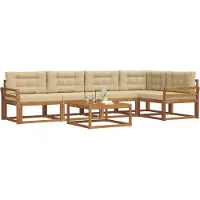 vidaXL Ensemble de canapés d'extérieur avec coussins 6 pièces Nature et Beige