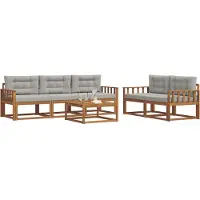 vidaXL Ensemble de canapés d'extérieur avec coussins 6 pièces Naturel et gris clair