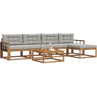 vidaXL Ensemble de canapés d'extérieur avec coussins 6 pièces Naturel et gris clair