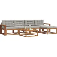 vidaXL Ensemble de canapés d'extérieur avec coussins 6 pièces Naturel et gris clair