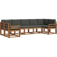 vidaXL Ensemble de canapés d'extérieur avec coussins 7 pièces Nature et Anthracite