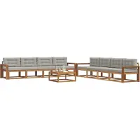 vidaXL Ensemble de canapés d'extérieur avec coussins 9 pièces Naturel et gris clair