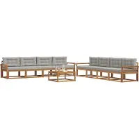 vidaXL Ensemble de canapés d'extérieur avec coussins 9 pièces Naturel et gris clair
