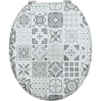 vidaXL Abattant de WC à fermeture douce, gris, 44 x 38 cm, plateau en MDF