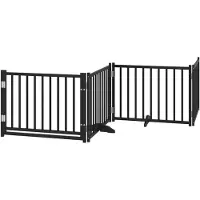 vidaXL Barrière pour chiens avec porte 4 panneaux bois de sapin massif
