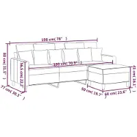 vidaXL Canapé 3 places avec pouf bleu 180 cm velours