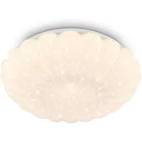 Briloner Plafonnier LED ciel étoilé Ø28,5cm rond 16,5W 1700lm 3000K blanc chaud bord ondulé blanc - Plafonnier salon chambre cuisine couloir