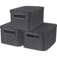 Curver Lot de 3 boîtes STYLE Box S avec couvercle, couleur anthracite