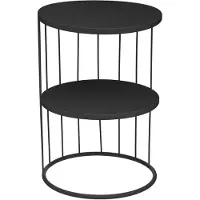 Atmosphera Table basse KOBU, 2 niveaux, Ø 36 cm, rond noir