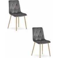 Leobert Chaises Valora LIBRA, velours gris foncé, pieds en bois (x2) | Deux chaises gris foncé pour un espace formel ou décontracté