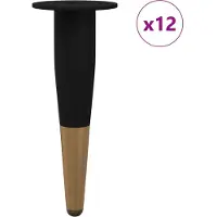vidaXL Pieds de meubles, 12 pièces, noir et or, diamètre 40 x 98 mm, en fer