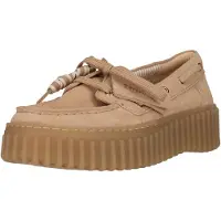Clarks pour femme. 26186301 Torhill Boat mocassins en cuir beige (41), 1 à 3 cm, Lacets, Casuel
