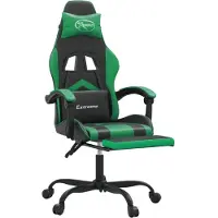 vidaXL Chaise de jeu avec repose-pieds Noir et vert Similicuir
