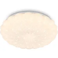 Briloner Plafonnier LED ciel étoilé Ø38,5cm rond 24W 2600lm 3000K blanc chaud bord ondulé blanc - Plafonnier salon chambre cuisine couloir
