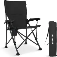 TRVLMORE Chaise de camping ergonomique - Noir - Dossier réglable 100 cm - Capacité 120 kg