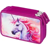 Baagl School trousse à crayons à trois niveaux Royaume de la Licorne