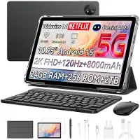 Blackview ZENO 10 5G Tablette avec Clavier+Souris,24Go+256Go/2To Android 15,11 Pouces 2K FHD+ Gaming Tablet Gemini Al,8800mAh,Noir