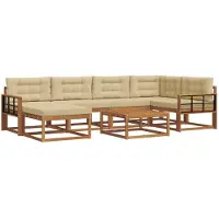 vidaXL Ensemble de canapés d'extérieur avec coussins 7 pièces Nature et Beige