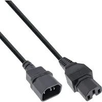 Intos - Rallonge de câble d'alimentation - IEC 60320 C14 pour IEC 60320 C15 - 2 m - noir