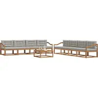 vidaXL Ensemble de canapés d'extérieur avec coussins 9 pièces Naturel et gris clair