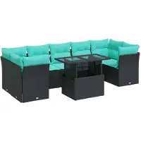 vidaXL Ensemble de jardin canapé 8 pièces avec coussins noir poly rotin