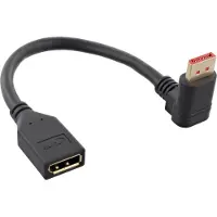 InLine 17159U Câble adaptateur DisplayPort 1.4 ST/BU, 8K4K, anguleux vers bas, noir/or, 0,15m