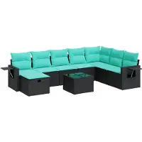 vidaXL Ensemble de salon de jardin 9 pièces avec coussins noir poly rotin