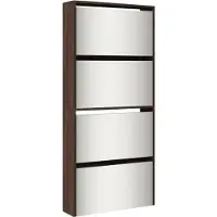 vidaXL Armoire à chaussures avec miroir 4 compartiments imitation chêne brun 63x17x134cm