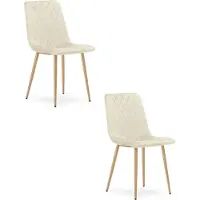 Leobert Chaise TURIN - velours beige clair / pieds couleur bois x 2