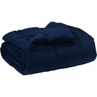 vidaXL Couette d'hiver rembourrée bleu foncé 220 x 240 cm microfibre